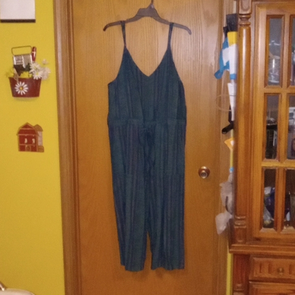 Bob Timberlake Pants - Womens green/teal rompers wide leg spaghetti strap adjustable